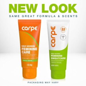 Carpe Feminine Sweatcare Intimate Deodorant – pH Balanced. 24Hr Moisture & Odor Control Whole Body Deodorant for Women