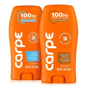 Carpe Deodorant for Women. Coconut Vanilla & Fresh Powder – 2 Pack