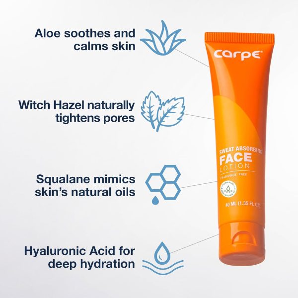 Carpe Sweat Absorbing Face Lotion for Oily Skin. Fragrance Free. 1.35 oz
