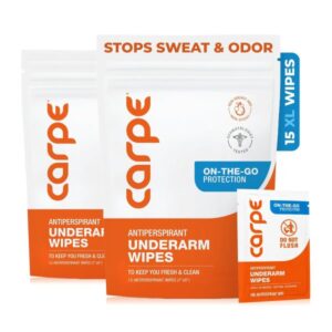 Carpe Antiperspirant Underarm Wipes. Clean & Refreshing – 30 Count | On-the-Go Antiperspirant Wipes.
