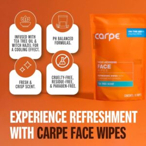 Carpe Sweat Absorbing Face Wipes (15 Facial Wipes).