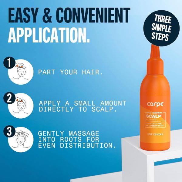 Carpe NEW. LARGER Sweat Absorbing Scalp Powder – Non Aerosol Dry Shampoo for Women & Men
