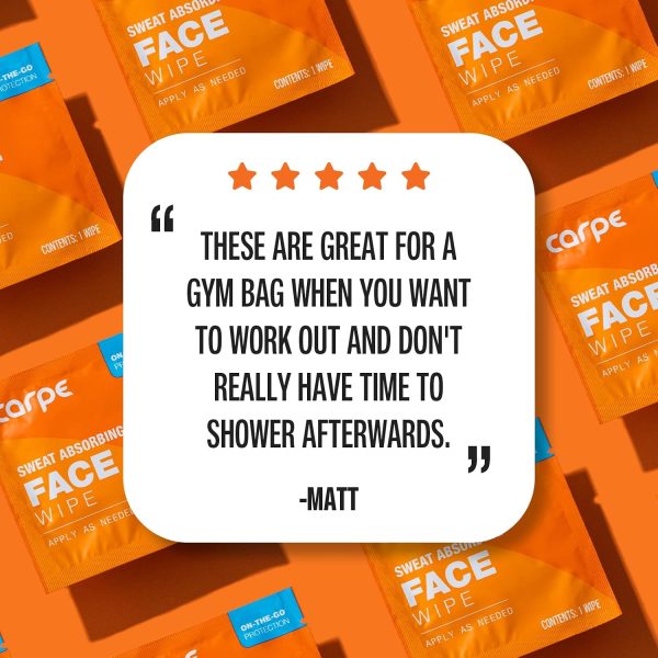 Carpe Sweat Absorbing Face Wipes (15 Facial Wipes).