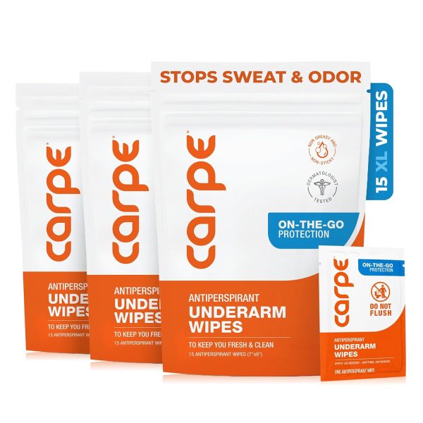 Carpe Antiperspirant Underarm Wipes. Clean & Refreshing – 45 Count | On-the-Go Antiperspirant Wipes.