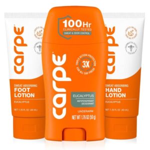 Carpe Sweat Bundle – Underarm. Hand & Foot Antiperspirant. Eucalyptus | Head-to-Toe Sweat Bundle.