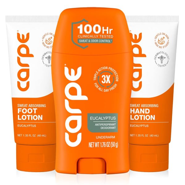 Carpe Sweat Bundle – Underarm. Hand & Foot Antiperspirant. Eucalyptus | Head-to-Toe Sweat Bundle.