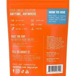 Carpe Sweat Absorbing Face Wipes (15 Facial Wipes).