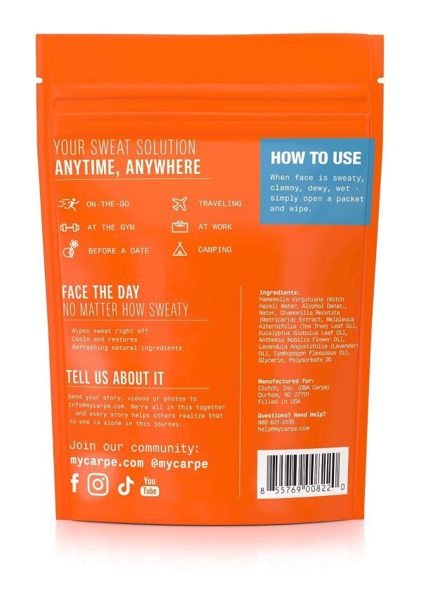 Carpe Sweat Absorbing Face Wipes (15 Facial Wipes).