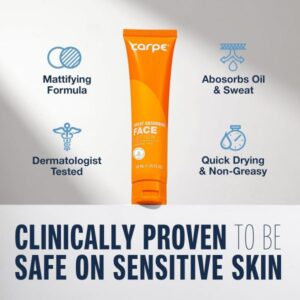 Carpe Sweat Absorbing Face Lotion for Oily Skin. Fragrance Free. 1.35 oz