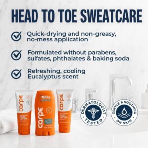 Carpe Sweat Bundle – Underarm. Hand & Foot Antiperspirant. Eucalyptus | Head-to-Toe Sweat Bundle.