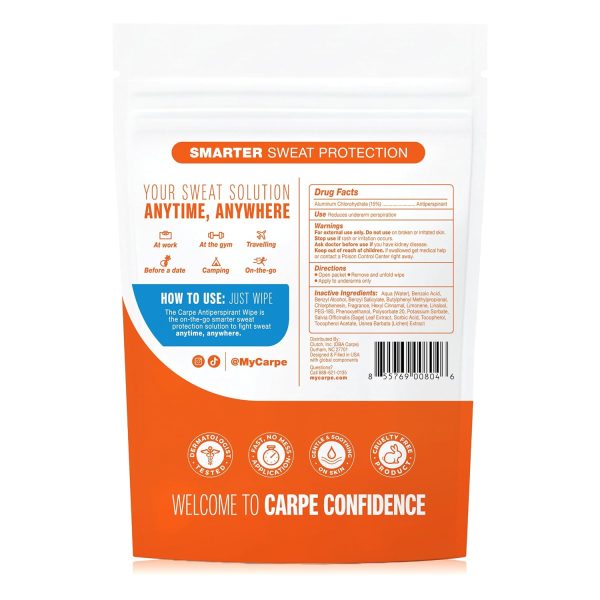Carpe Antiperspirant Underarm Wipes. Clean & Refreshing – 15 Count | On-the-Go Antiperspirant Wipes.