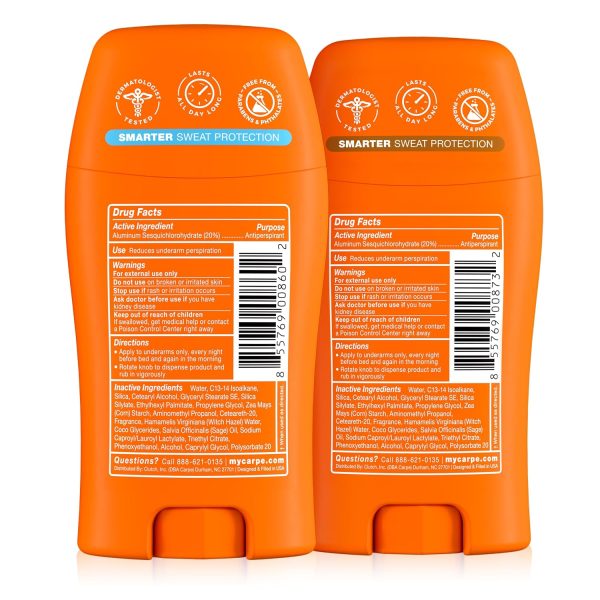 Carpe Deodorant for Women. Coconut Vanilla & Fresh Powder – 2 Pack