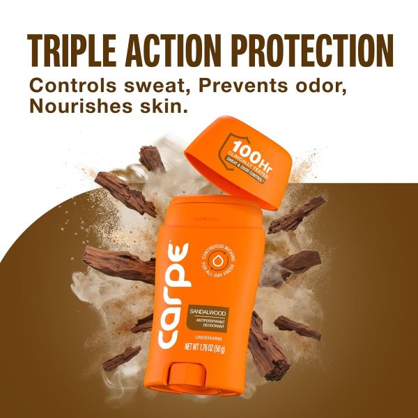 Carpe Antiperspirant Deodorant for Men. Sandalwood & Clean Sport – 2 Pack