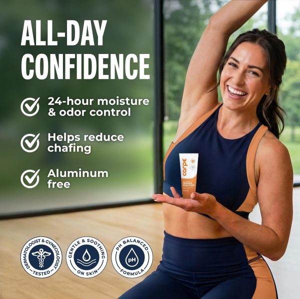 Carpe Feminine Sweatcare Intimate Deodorant – pH Balanced. 24Hr Moisture & Odor Control Whole Body Deodorant for Women